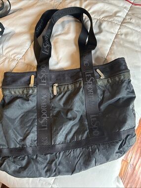 Lesportsac Black Nylon Logo Strap Tote